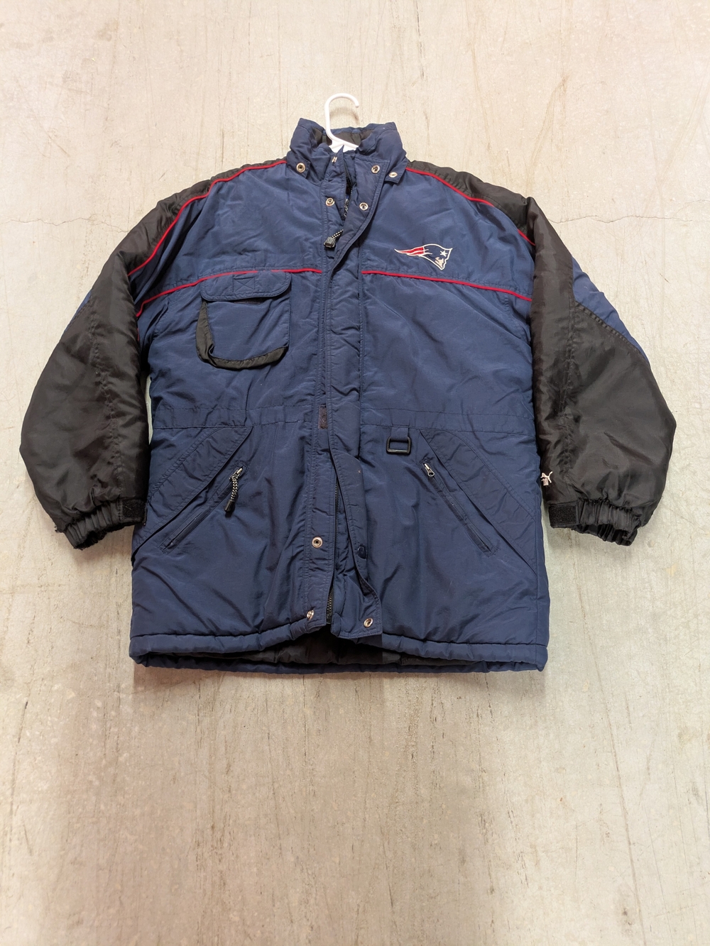 NFL Navy and Black Puffer Jacket with Red Accents